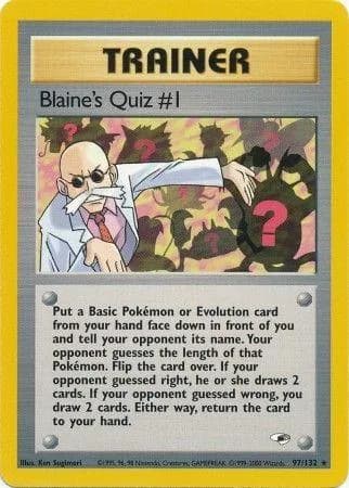 Unlimited Blaine's Quiz #1 card front, Gym Heroes 97/132