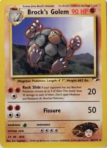 Unlimited Brock's Golem card front, Gym Heroes 20/132