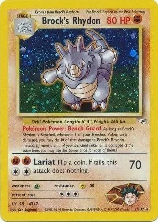 Unlimited Brock's Rhydon card front, Gym Heroes 2/132