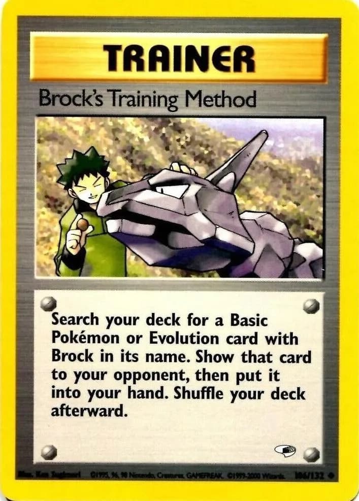 Unlimited Brock's Training Method card front, Gym Heroes 106/132
