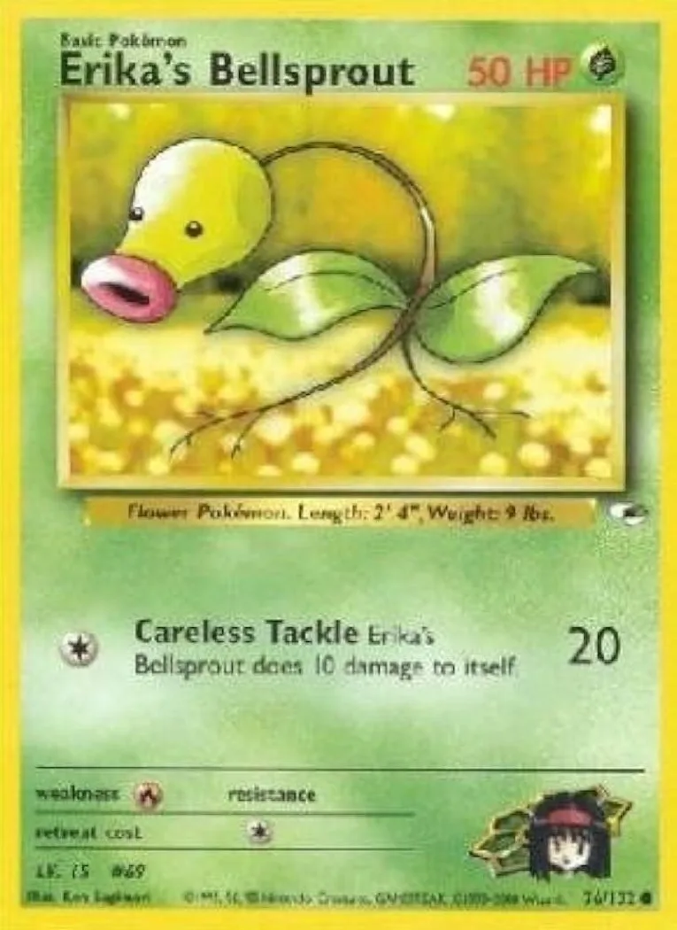 Erika's Bellsprout card front, Gym Heroes 76/132
