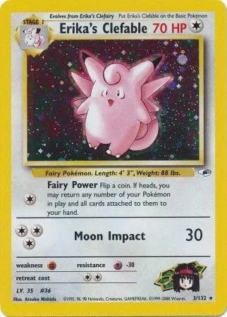 Unlimited Erika's Clefable card front, Gym Heroes 3/132