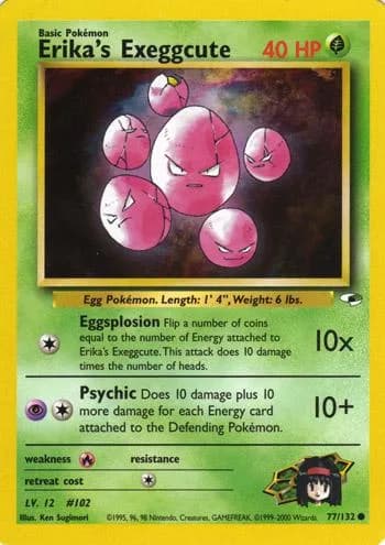 Unlimited Erika's Exeggcute card front, Gym Heroes 77/132