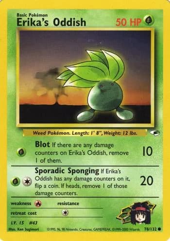 Unlimited Erika's Oddish card front, Gym Heroes 78/132