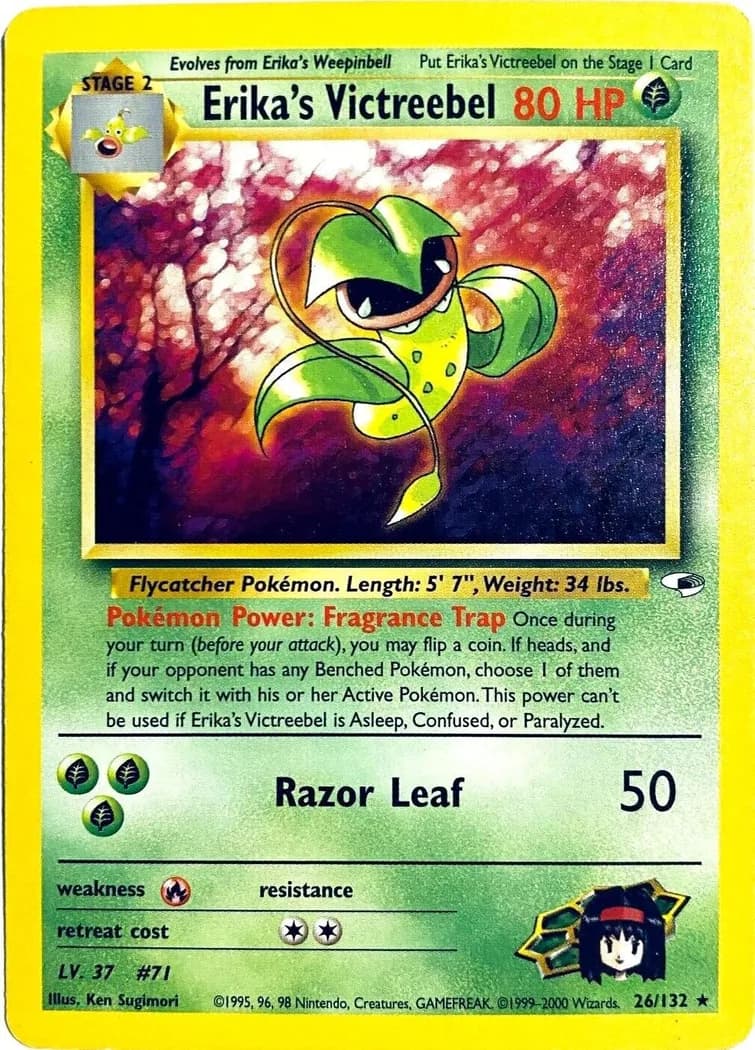 Unlimited Erika's Victreebel card front, Gym Heroes 26/132