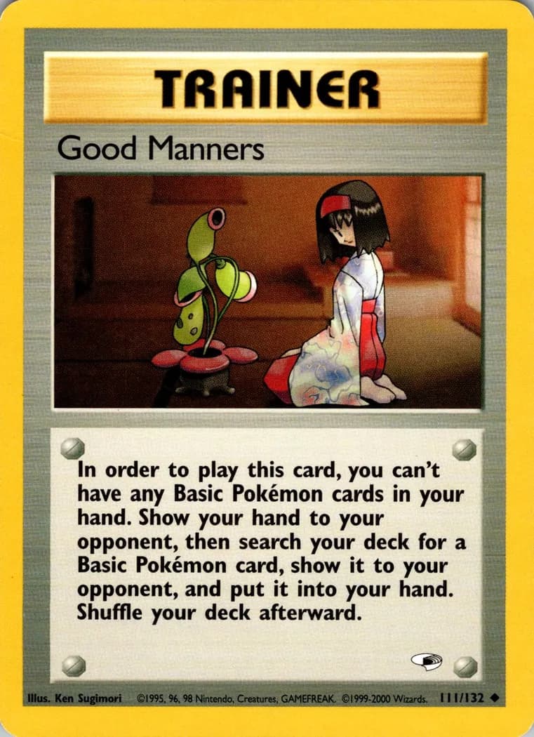Unlimited Good Manners card front, Gym Heroes 111/132