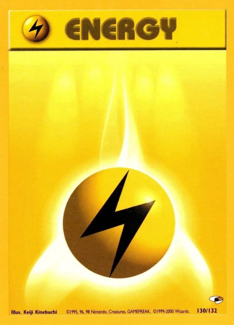 Unlimited Lightning Energy card front, Gym Heroes 130/132
