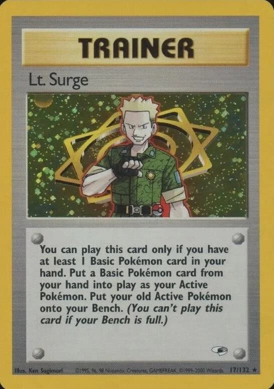 Unlimited Lt. Surge card front, Gym Heroes 17/132