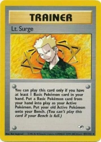 Unlimited Lt. Surge card front, Gym Heroes 101/132
