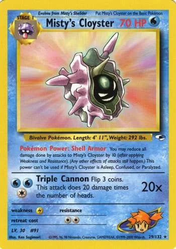 Unlimited Misty's Cloyster card front, Gym Heroes 29/132