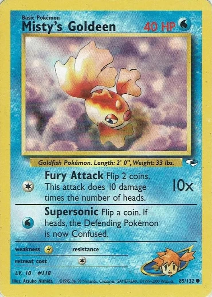 Unlimited Misty's Goldeen card front, Gym Heroes 85/132