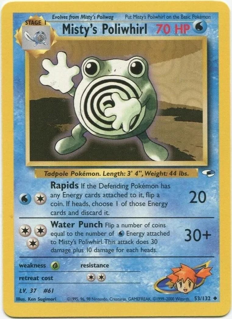 Unlimited Misty's Poliwhirl card front, Gym Heroes 53/132