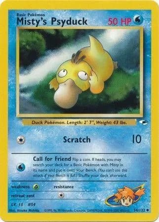 Unlimited Misty's Psyduck card front, Gym Heroes 54/132