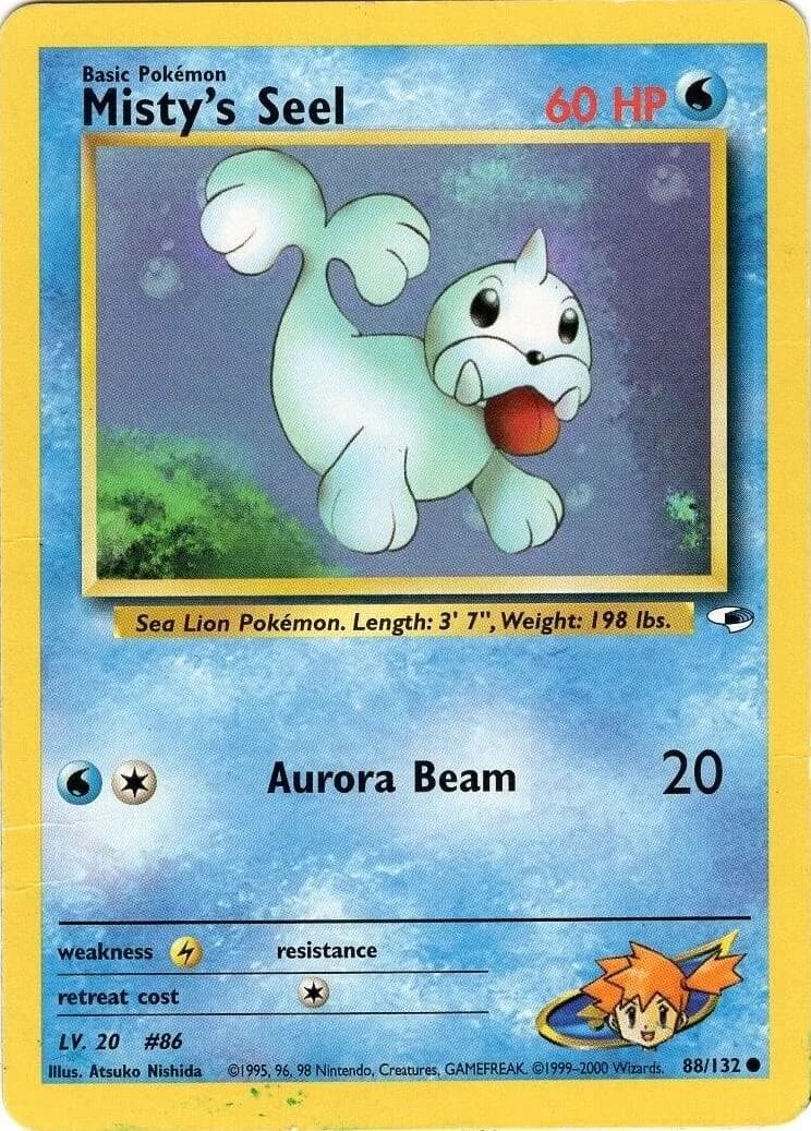 Unlimited Misty's Seel card front, Gym Heroes 88/132
