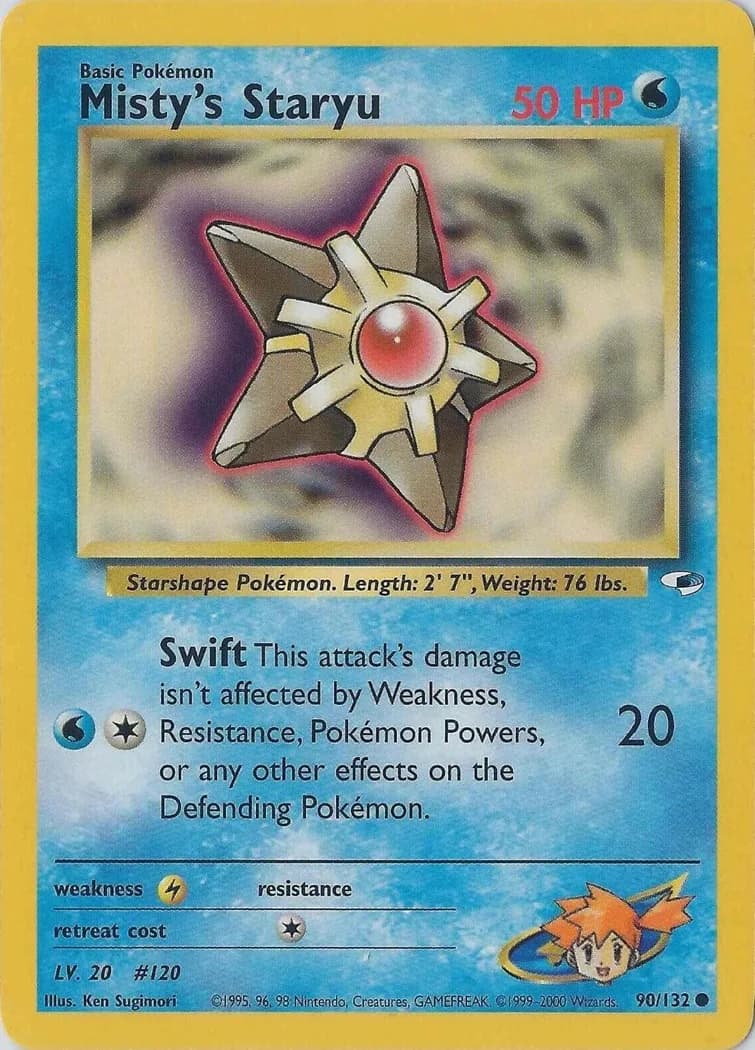 Unlimited Misty's Staryu card front, Gym Heroes 90/132