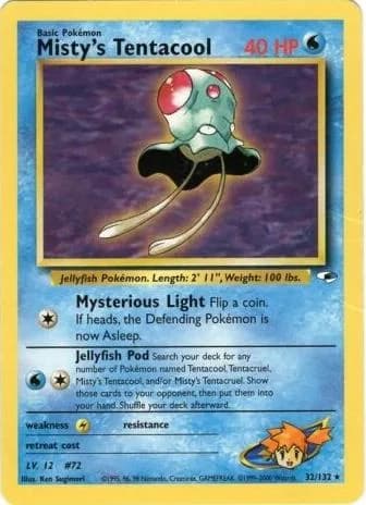 Unlimited Misty's Tentacool card front, Gym Heroes 32/132