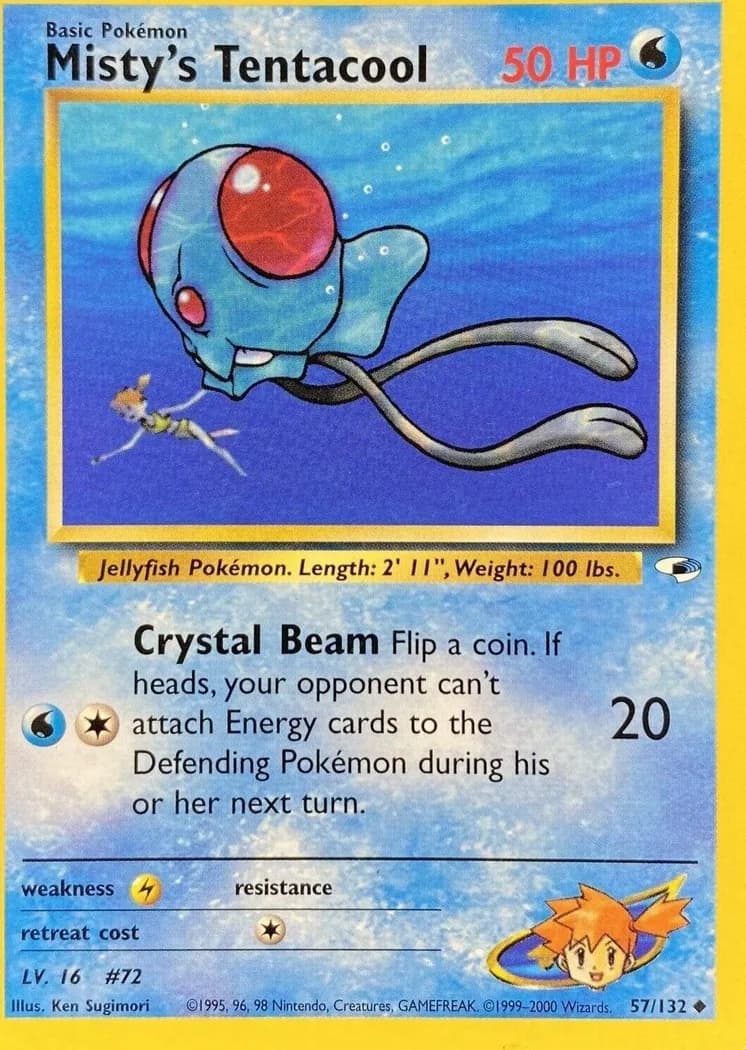 Unlimited Misty's Tentacool card front, Gym Heroes 57/132