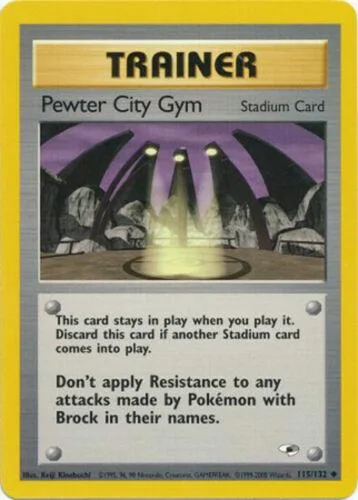 Unlimited Pewter City Gym card front, Gym Heroes 115/132