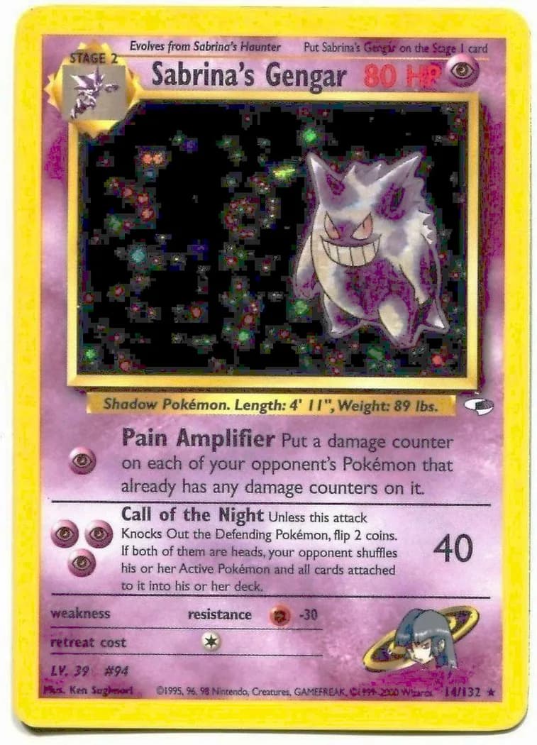 Unlimited Sabrina's Gengar card front, Gym Heroes 14/132