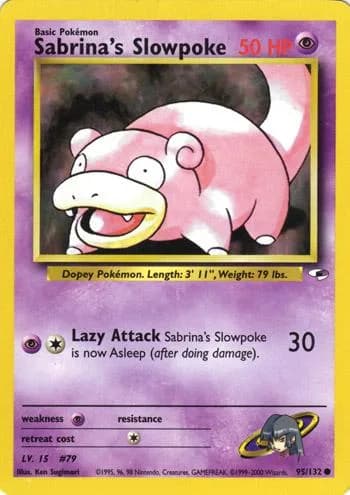 Unlimited Sabrina's Slowpoke card front, Gym Heroes 95/132