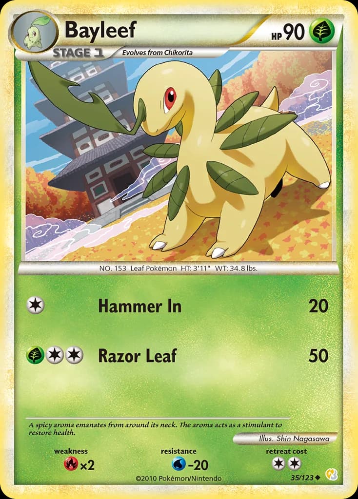 HeartGold & SoulSilver Bayleef card front, 35/123
