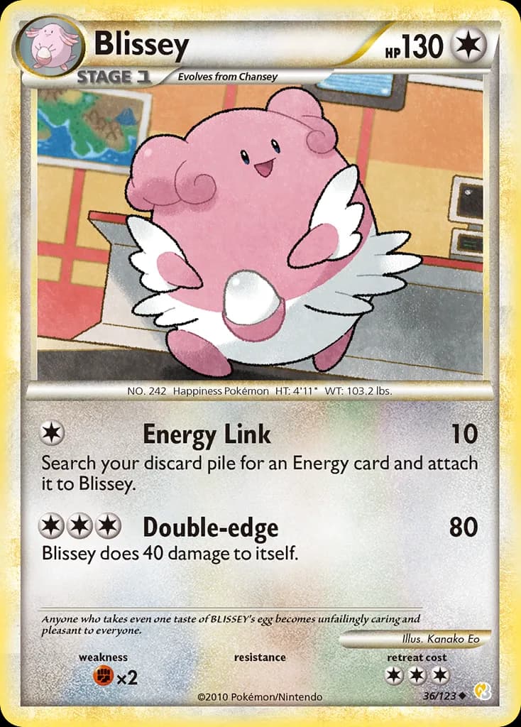 HeartGold & SoulSilver Blissey card front, 36/123