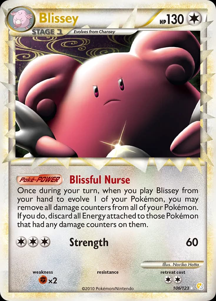 HeartGold & SoulSilver Blissey card front, 106/123