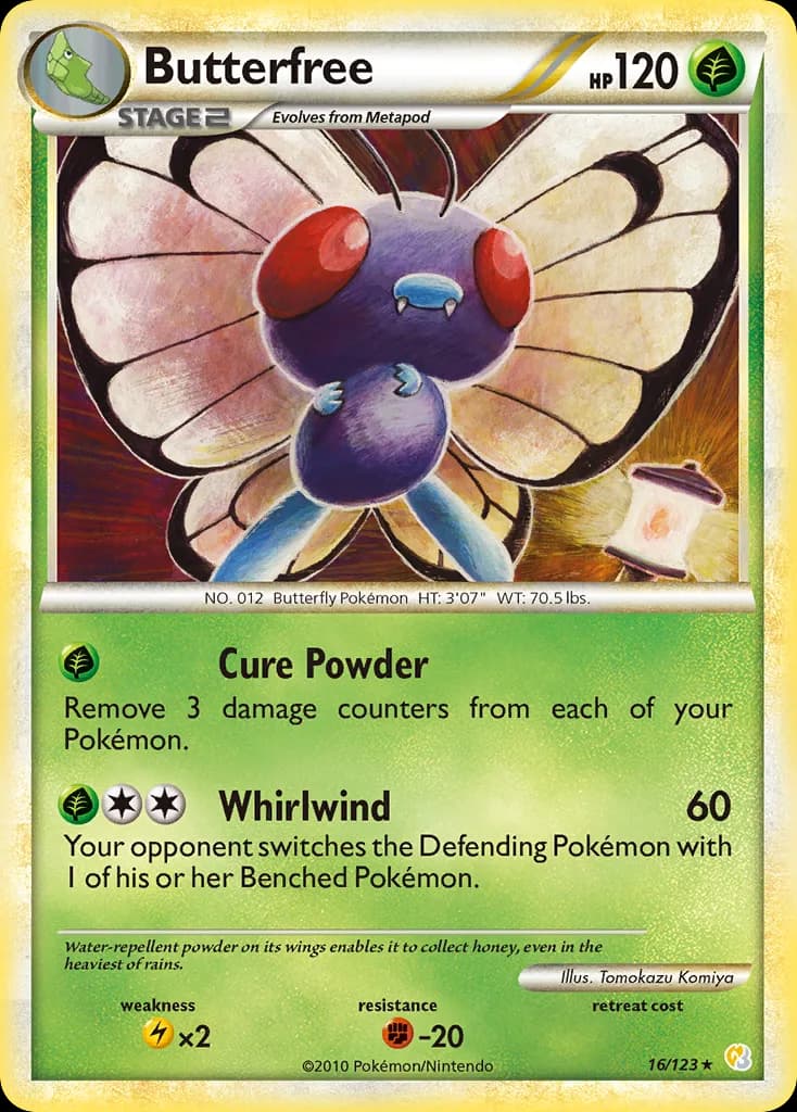 HeartGold & SoulSilver Butterfree card front, 16/123