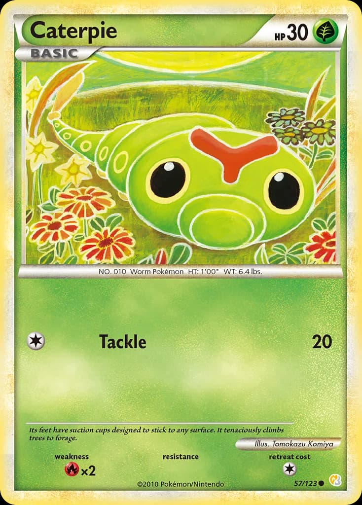 HeartGold & SoulSilver Caterpie card front, 57/123