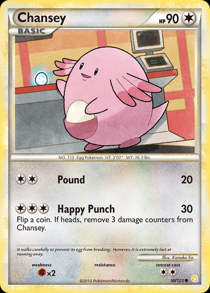 HeartGold & SoulSilver Chansey card front, 58/123