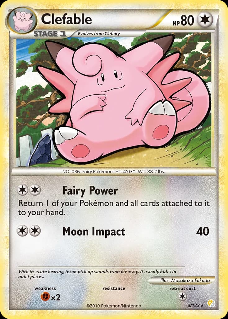 HeartGold & SoulSilver Clefable card front, 3/123