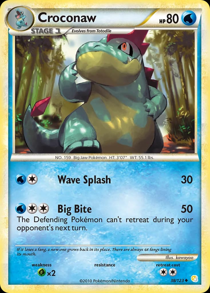 HeartGold & SoulSilver Croconaw card front, 38/123