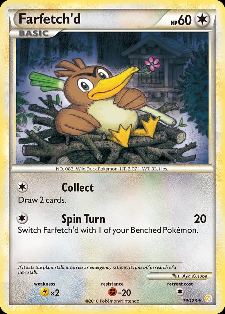 HeartGold & SoulSilver Farfetch'd card front, 19/123