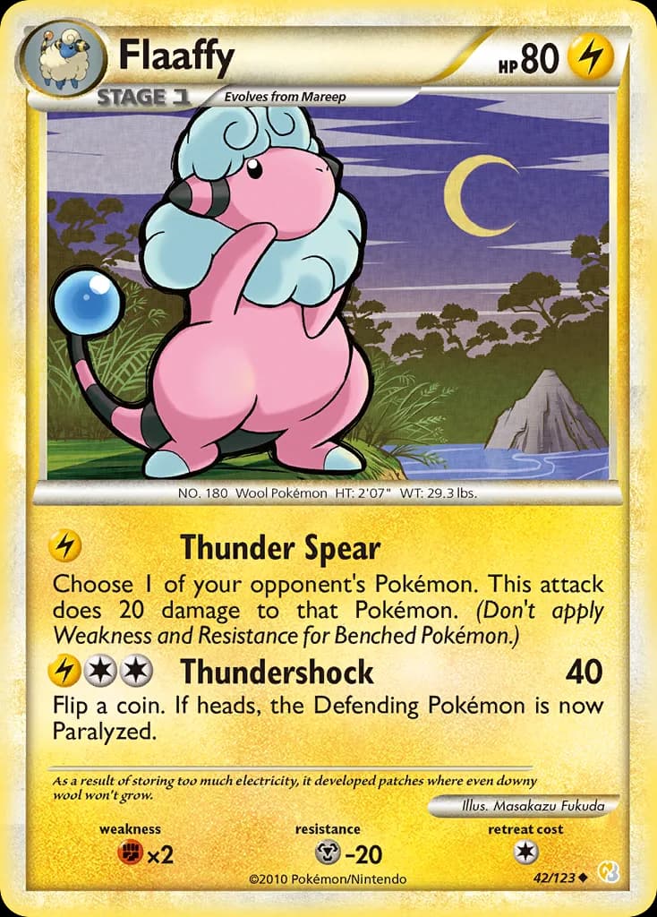 HeartGold & SoulSilver Flaaffy card front, 42/123