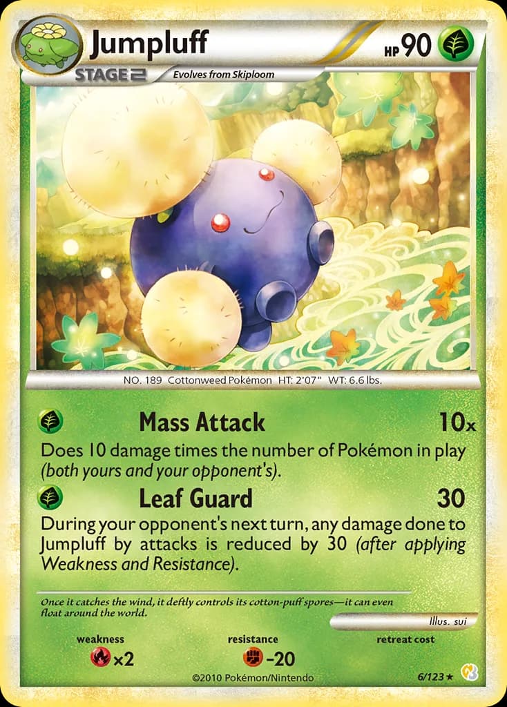HeartGold & SoulSilver Jumpluff card front, 6/123