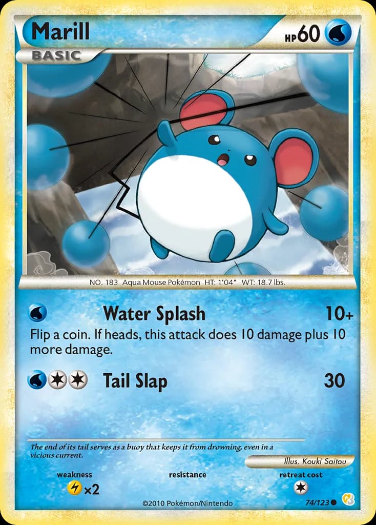 HeartGold & SoulSilver Marill card front, 74/123