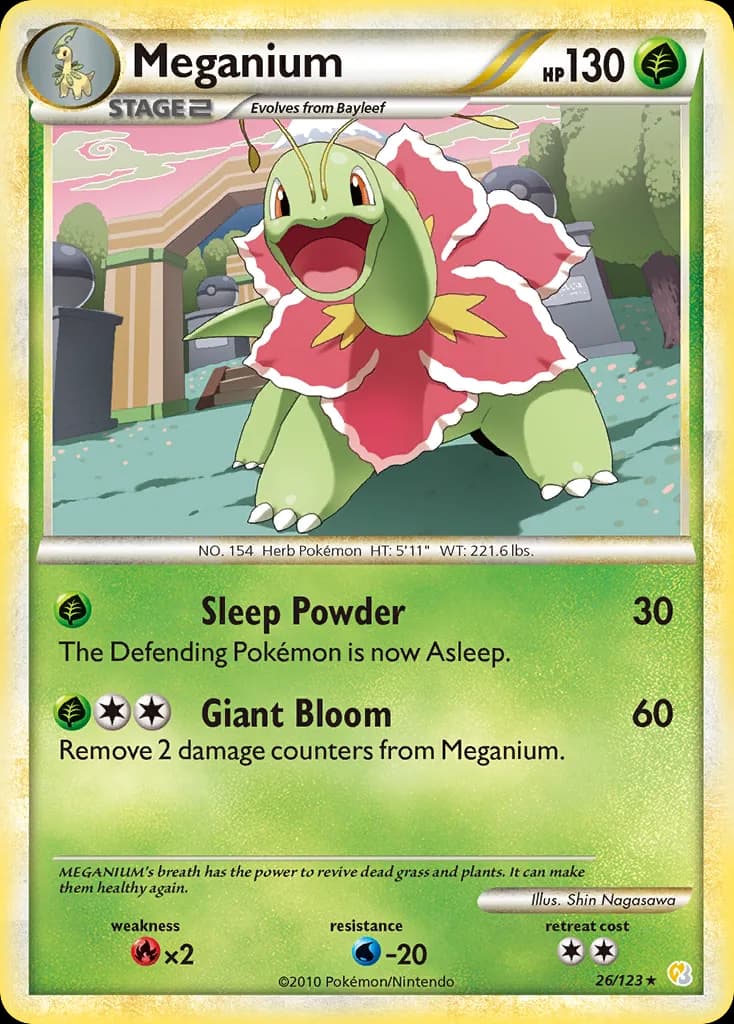 HeartGold & SoulSilver Meganium card front, 26/123
