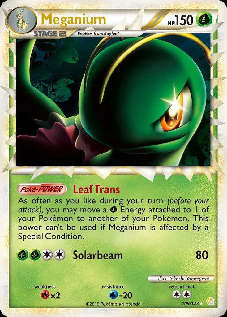 HeartGold & SoulSilver Meganium card front, 109/123