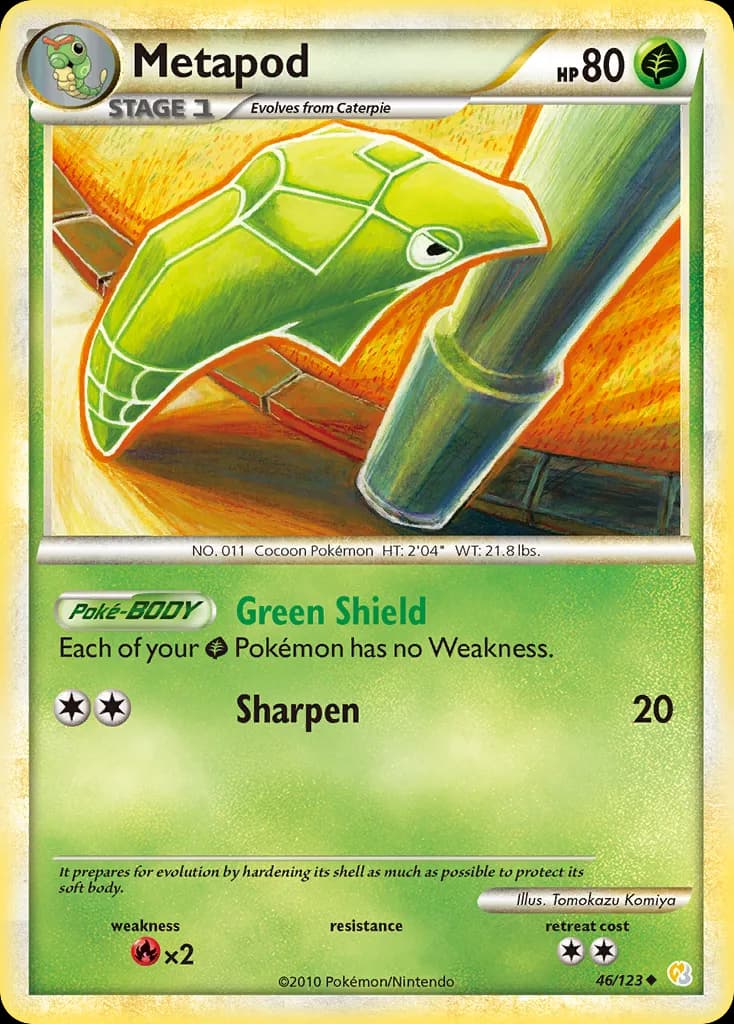 HeartGold & SoulSilver Metapod card front, 46/123