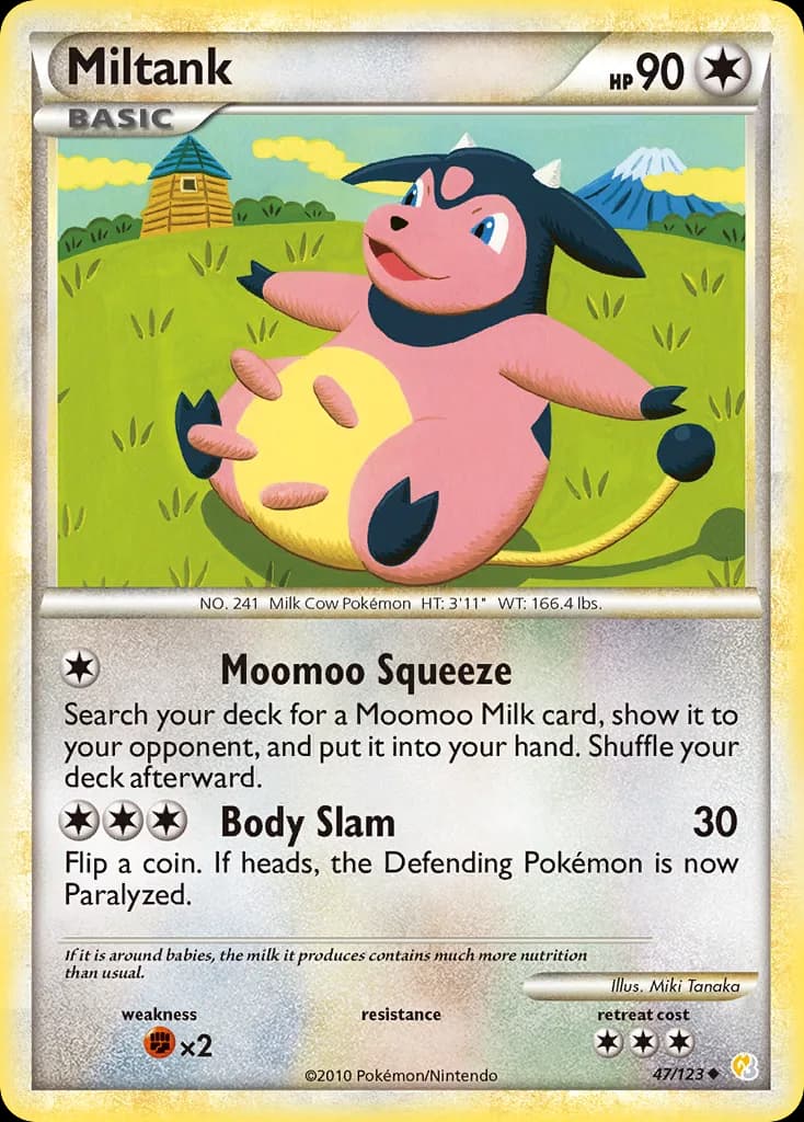 HeartGold & SoulSilver Miltank card front, 47/123