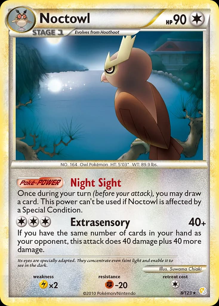 HeartGold & SoulSilver Noctowl card front, 8/123