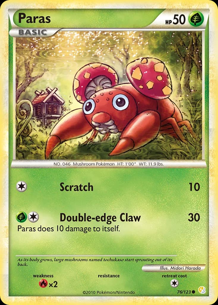 HeartGold & SoulSilver Paras card front, 76/123