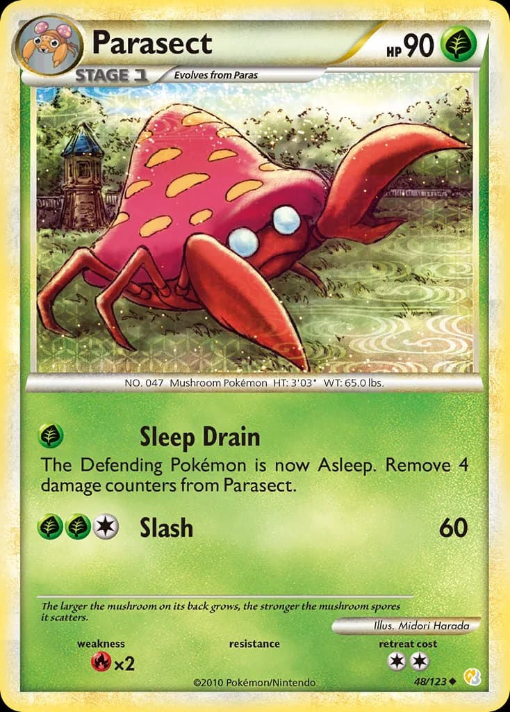 HeartGold & SoulSilver Parasect card front, 48/123