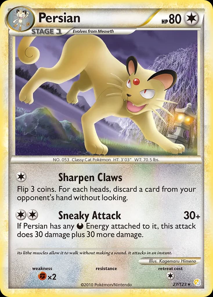 HeartGold & SoulSilver Persian card front, 27/123
