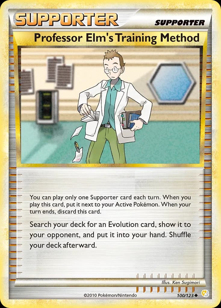 HeartGold & SoulSilver Professor Elm's Training Method card front, 100/123