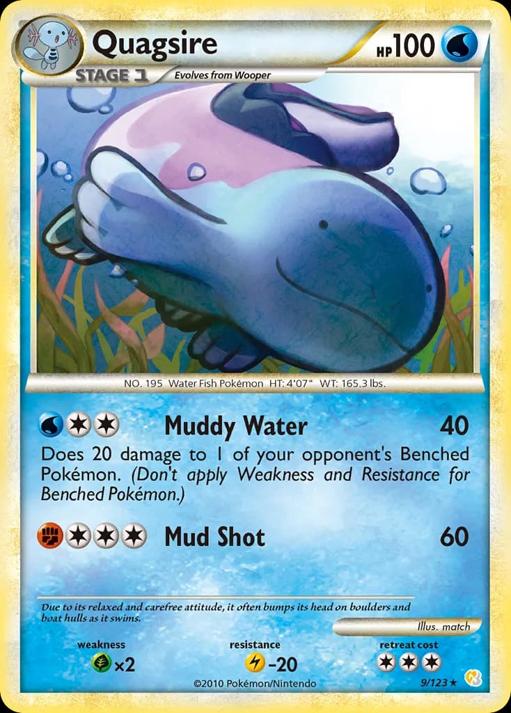 Quagsire card front, HeartGold & SoulSilver 9/123
