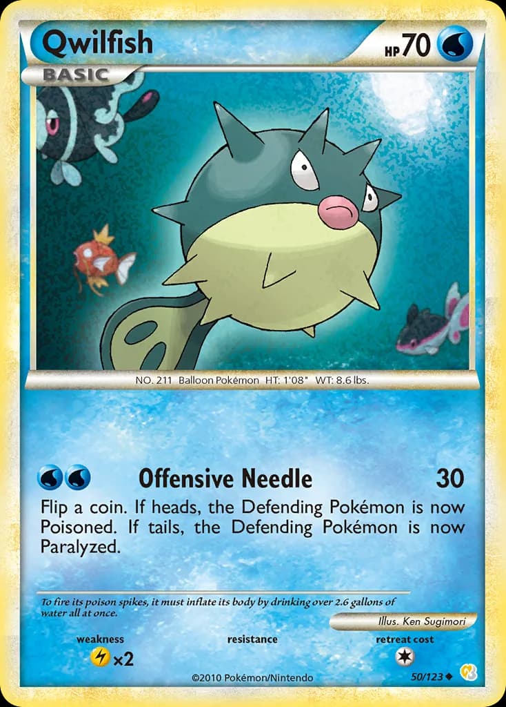 HeartGold & SoulSilver Qwilfish card front, 50/123