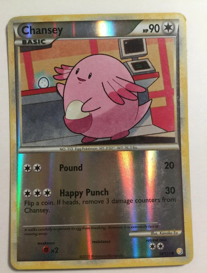 Chansey reverse holo card front, HeartGold & SoulSilver 58/123