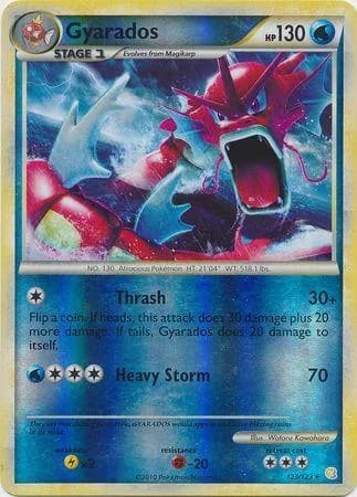 Gyarados reverse holo card front, HeartGold & SoulSilver 123/123