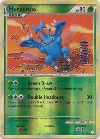 Heracross reverse holo card front, HeartGold & SoulSilver 43/123